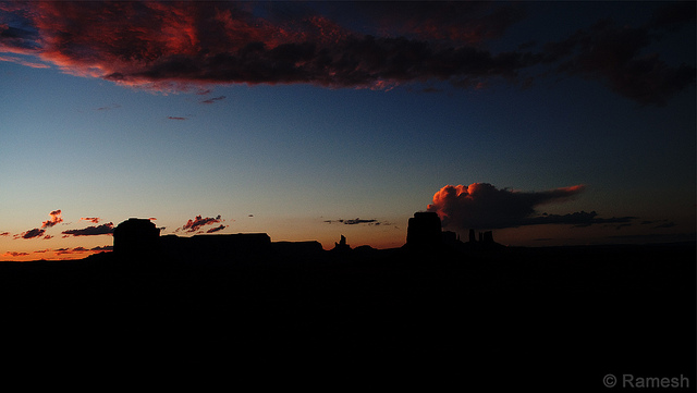 dusk at monument valley